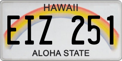 HI license plate EIZ251