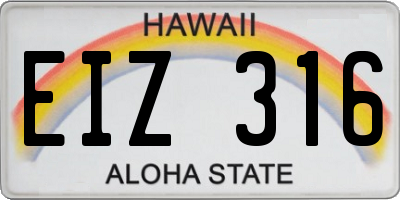 HI license plate EIZ316