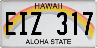 HI license plate EIZ317