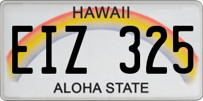 HI license plate EIZ325