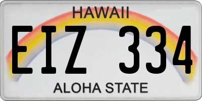 HI license plate EIZ334