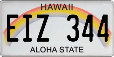HI license plate EIZ344