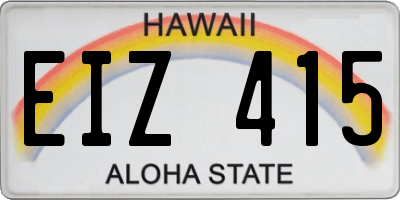 HI license plate EIZ415