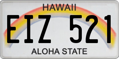 HI license plate EIZ521