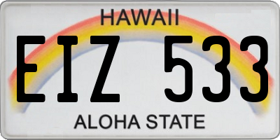 HI license plate EIZ533