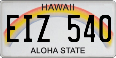 HI license plate EIZ540