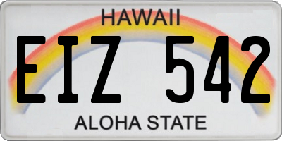 HI license plate EIZ542