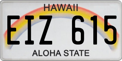 HI license plate EIZ615