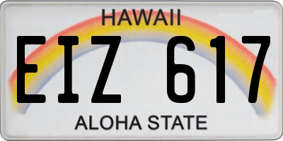 HI license plate EIZ617