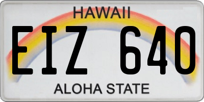 HI license plate EIZ640