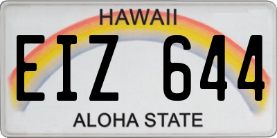HI license plate EIZ644
