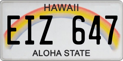 HI license plate EIZ647