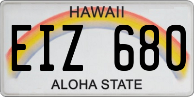 HI license plate EIZ680