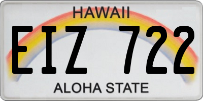 HI license plate EIZ722