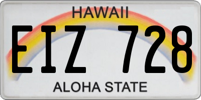 HI license plate EIZ728