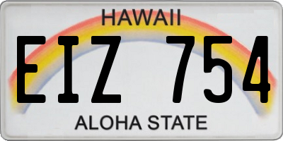 HI license plate EIZ754