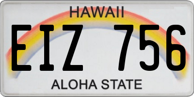 HI license plate EIZ756