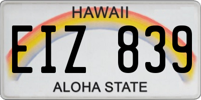 HI license plate EIZ839
