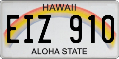 HI license plate EIZ910