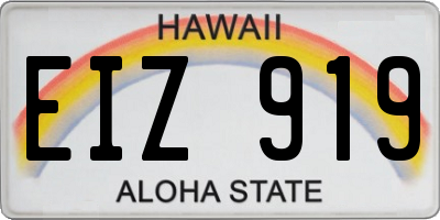 HI license plate EIZ919