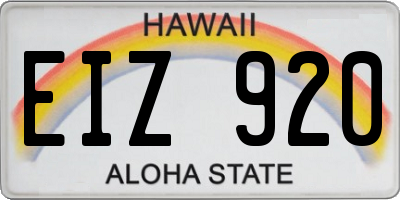HI license plate EIZ920