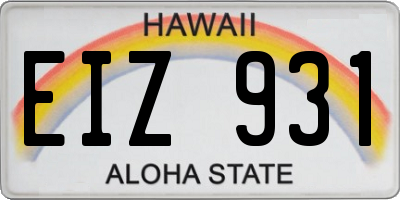 HI license plate EIZ931