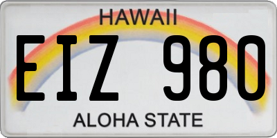 HI license plate EIZ980