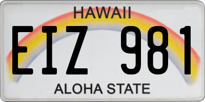 HI license plate EIZ981