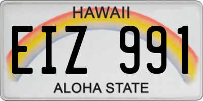 HI license plate EIZ991