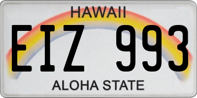 HI license plate EIZ993