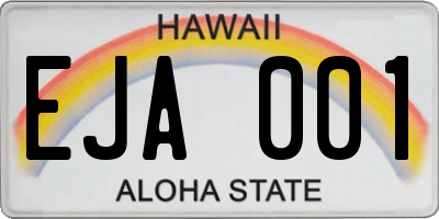 HI license plate EJA001