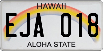 HI license plate EJA018