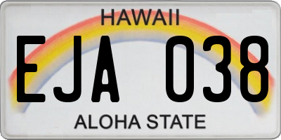 HI license plate EJA038