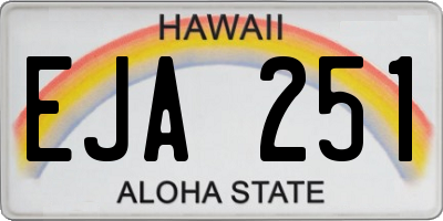 HI license plate EJA251