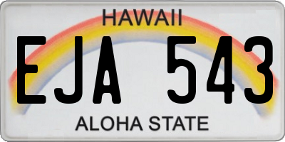 HI license plate EJA543