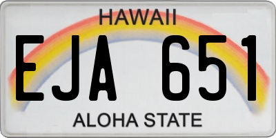 HI license plate EJA651