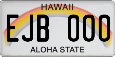 HI license plate EJB000