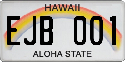 HI license plate EJB001