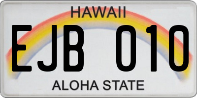 HI license plate EJB010