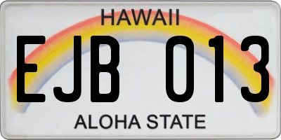 HI license plate EJB013