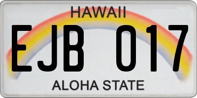 HI license plate EJB017