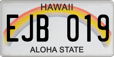 HI license plate EJB019