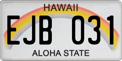 HI license plate EJB031