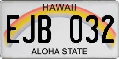 HI license plate EJB032