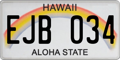 HI license plate EJB034
