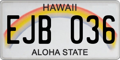 HI license plate EJB036