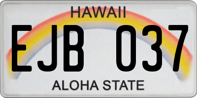 HI license plate EJB037