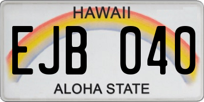 HI license plate EJB040