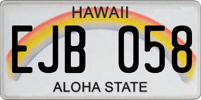 HI license plate EJB058