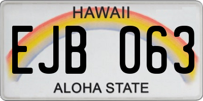 HI license plate EJB063